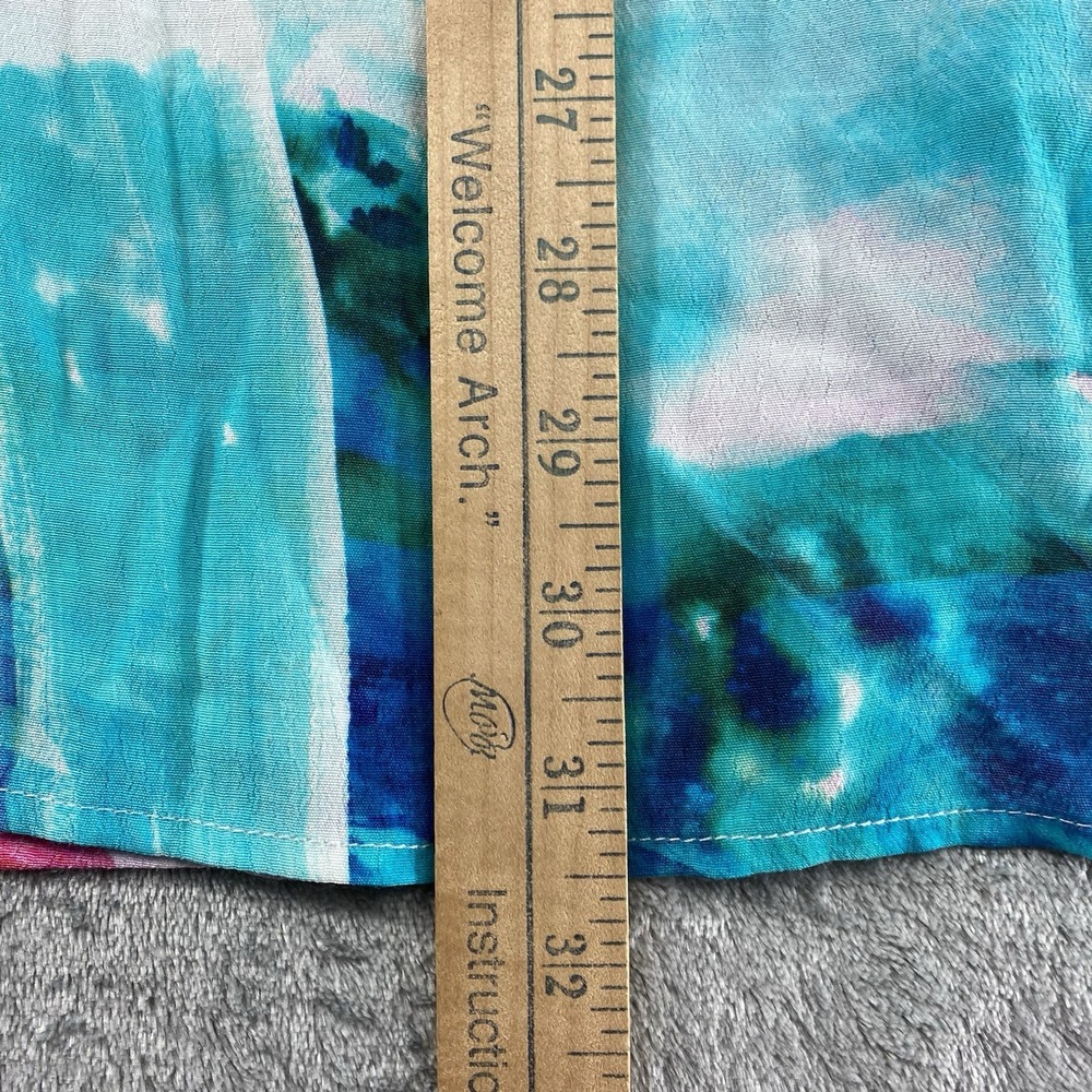 Soft Surroundings Ursa Tunic Large Colorful‎ Rayon Blouse Pleat Details V Neck - Picture 12 of 12